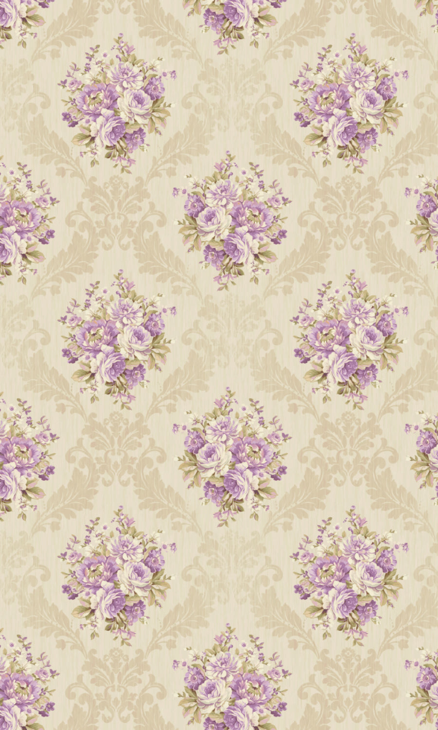 Dimout Floral Home Textile Fabric Material By the Metre (Purple/ Ivory/ Grey)