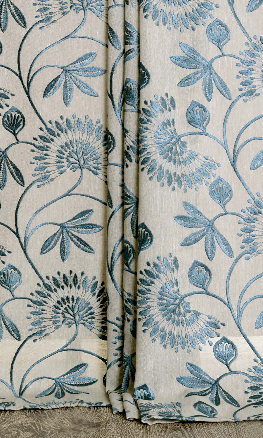 Semi-Sheer Window Treatments Fabric Sample (Beige/ Teal)