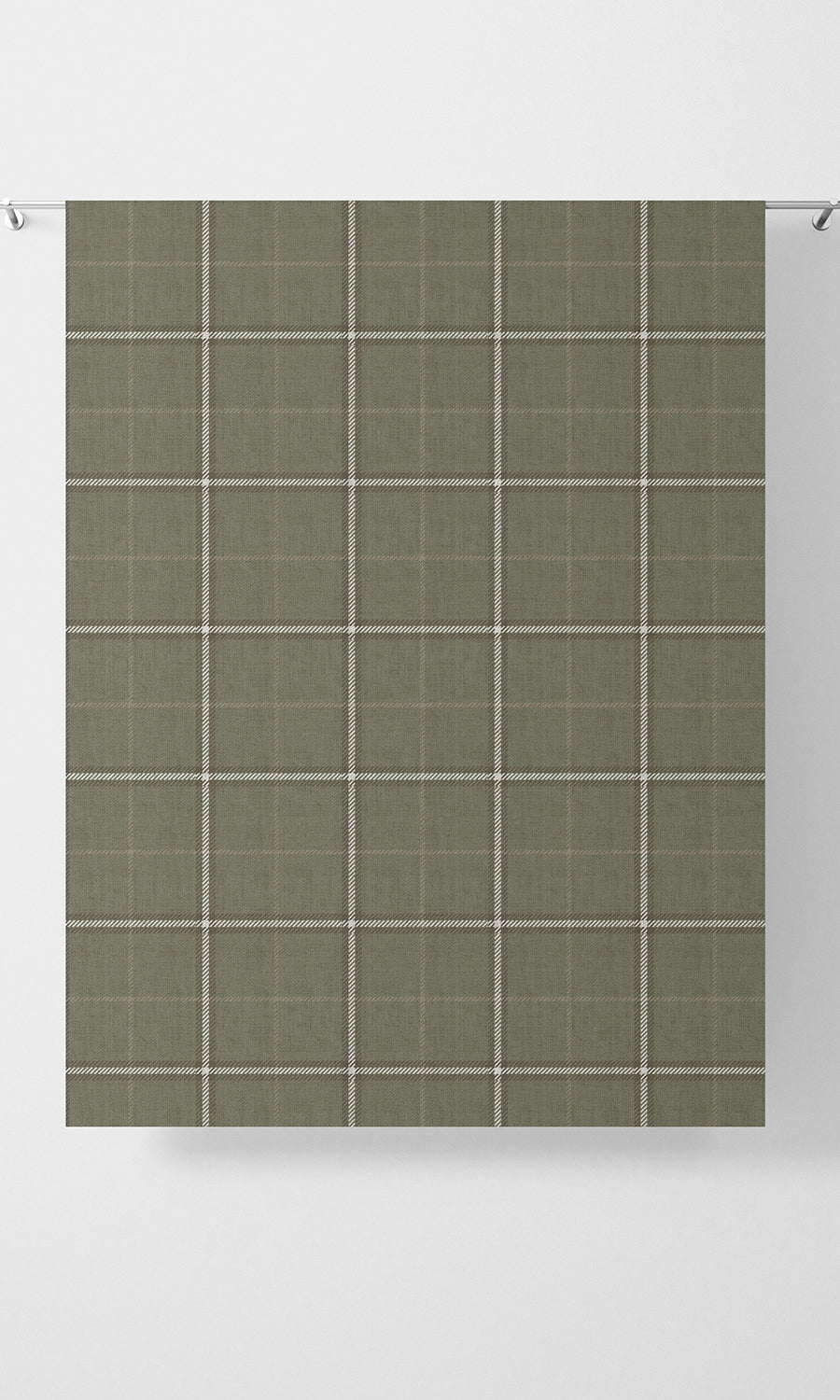 Check Patterned Home Textile Fabric Material Sample (Olive Green)