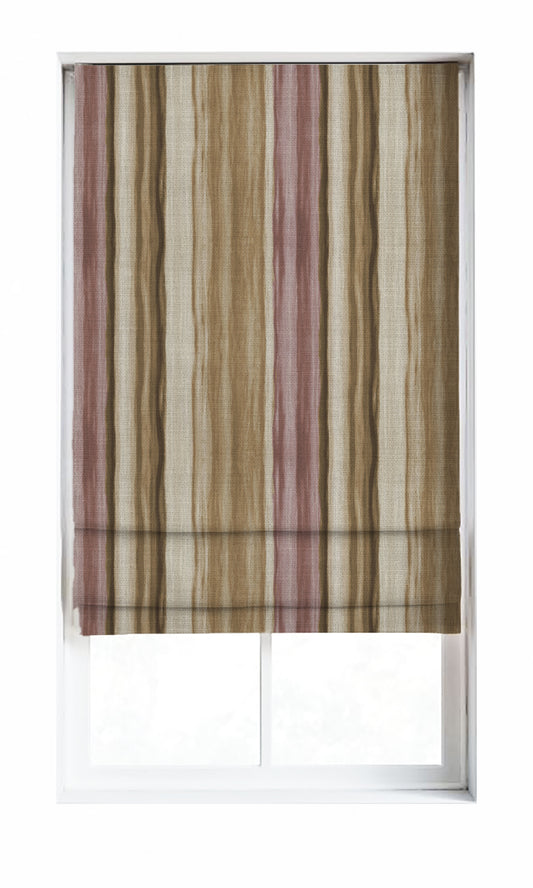Watercolor Effect Striped Home Décor Fabric Sample (Pink/ Brown)
