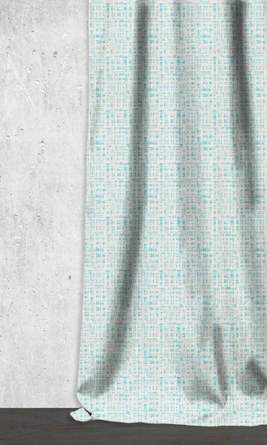 Abstract Print Drapery (White/ Blue)