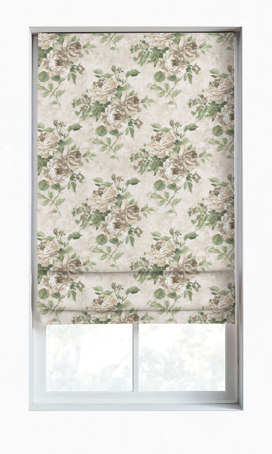 Dimout Floral Window Treatments Fabric Sample (Green/ Grey)