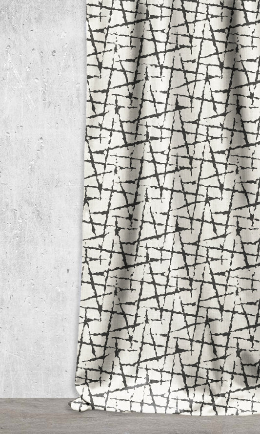 Modern Geo Print Curtain Panels (Black/ Ivory)