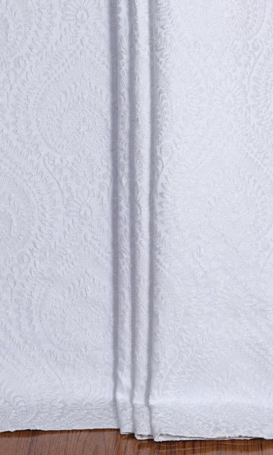 Textured Floral Home Textile Fabric Material Sample (White)