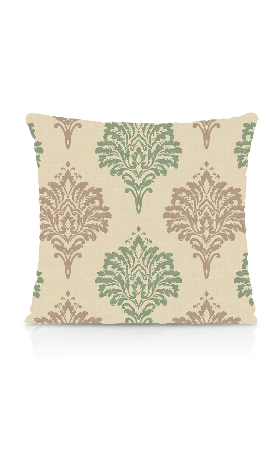 Damask Patterned Dimout Free Fabric Material Sample (Green/ Grey)