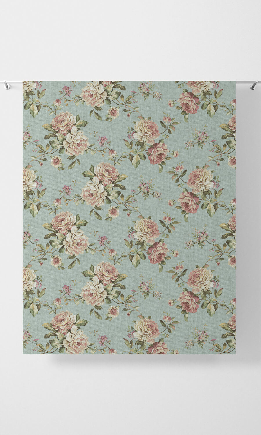 Country Floral Home Décor Fabric By the Metre (Blue/ Pink)