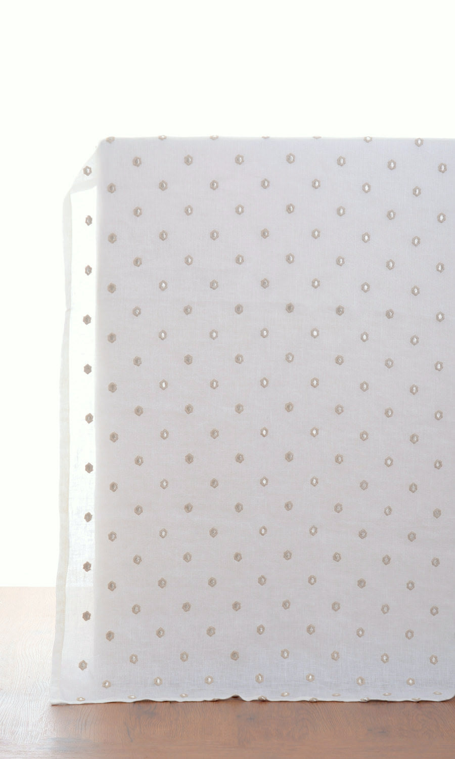 Embroidered Linen Fabric Material By the Metre (Cream/ Beige)