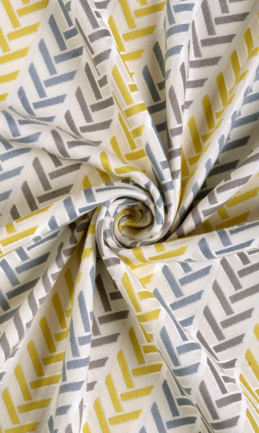 Herringbone Fabric Material By the Metre (Yellow/ Steel Blue/ Grey)
