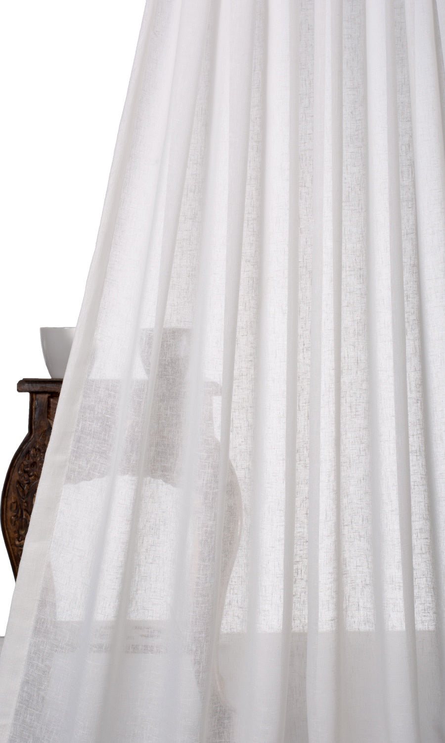 Textured Sheer Home Textile Fabric Material Sample (White)