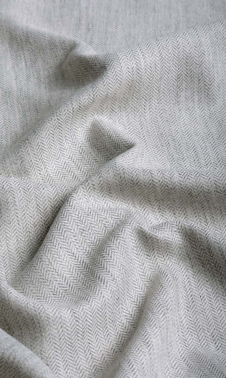 Herringbone Textured Fabric By the Metre for Curtains & Drapes (Smoke White)