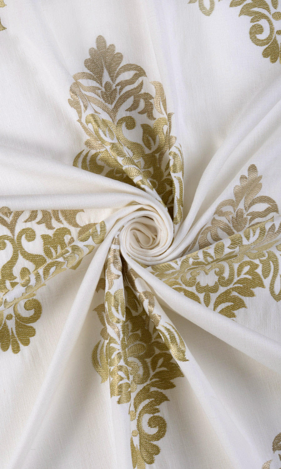 Damask Patterned  Free Fabric Material Sample (Ivory/ Beige/ Brown)