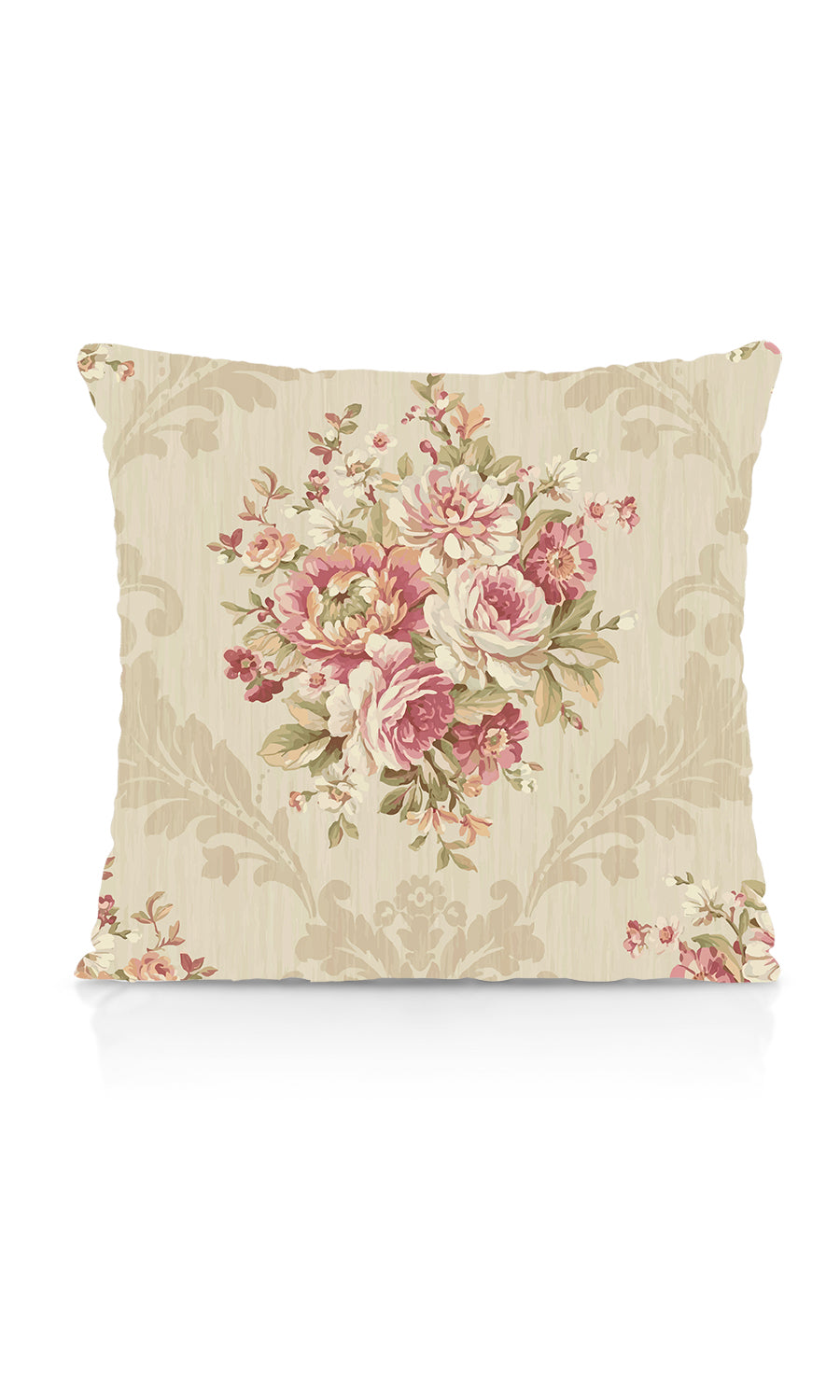 Dimout Floral Fabric Material By the Metre (Pink/ Creamy-Beige)