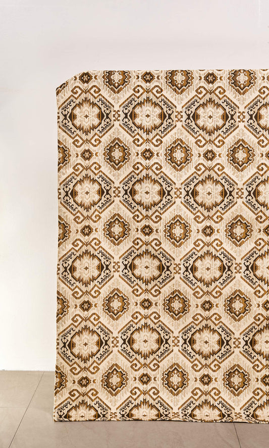 Aztec Textured Drapes (Beige/ Yellow/ Umber)