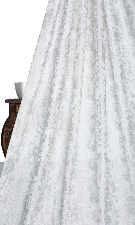 Metallic Accents Semi-Sheer Drapes (White)