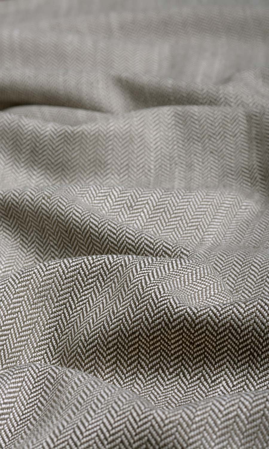 Herringbone Textured Fabric Material By the Metre (Grey)