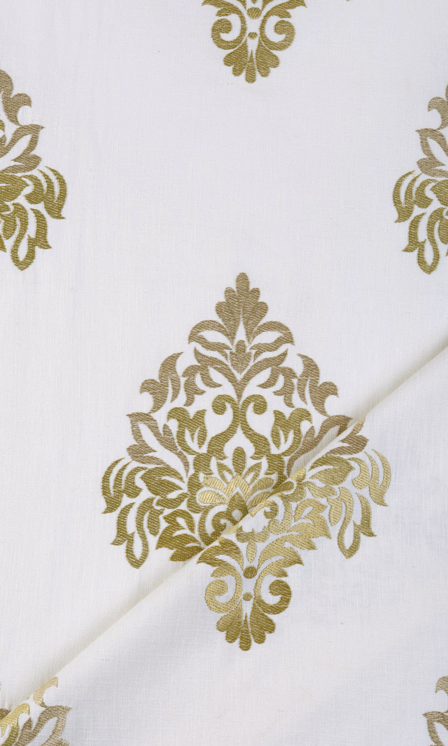Damask Patterned  Home Textile Fabric Material Sample (Ivory/ Beige/ Brown)