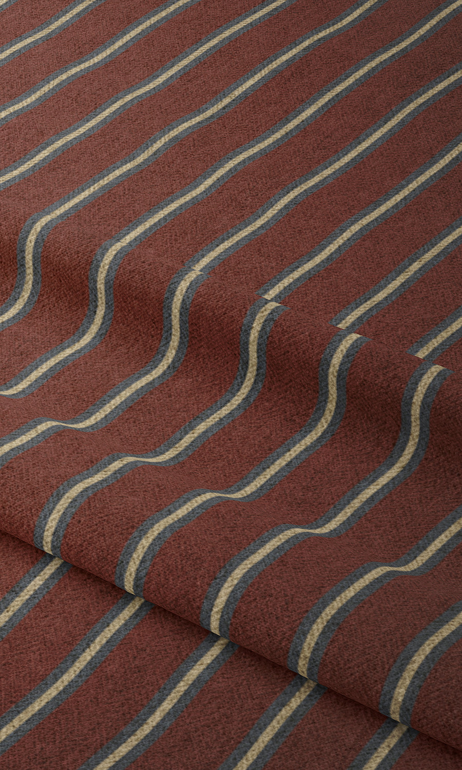 Striped Fabric Material By the Metre (Red & Grey)