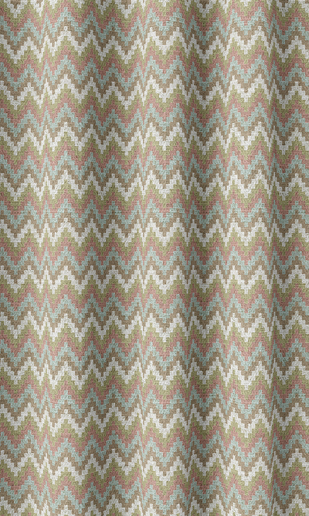 Chevron Patterned Home Textile Fabric Material By the Metre (Pink/ Green/ Blue)