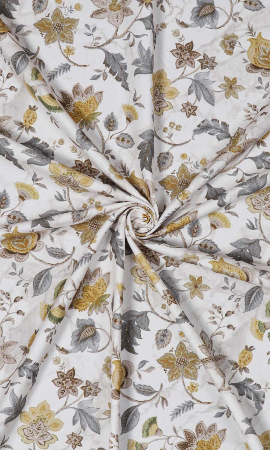 Floral Cotton Free Fabric Material Sample (Grey/ Yellow)