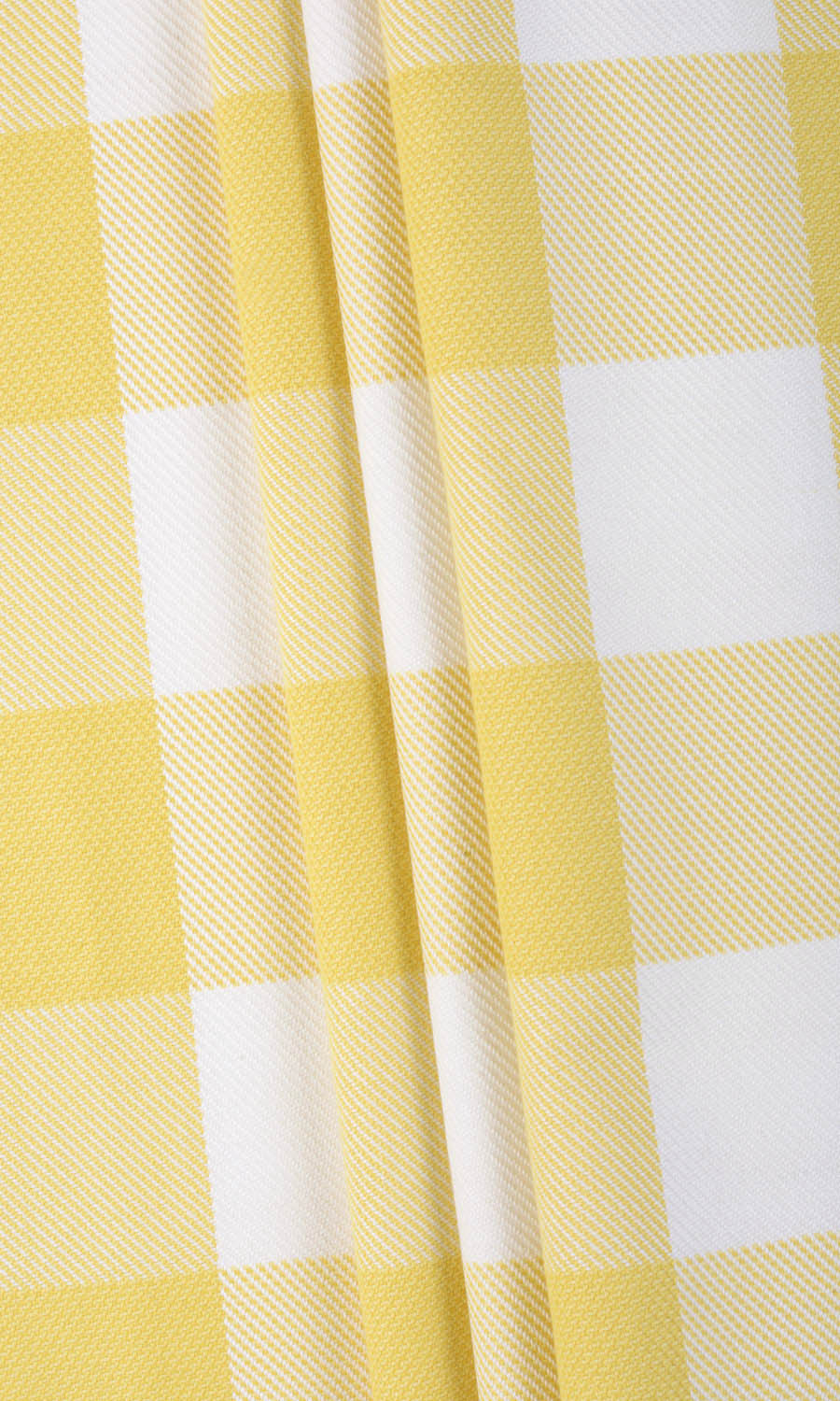 Buffalo Check Home Textile Fabric Material By the Metre (Lemon Yellow/ White)