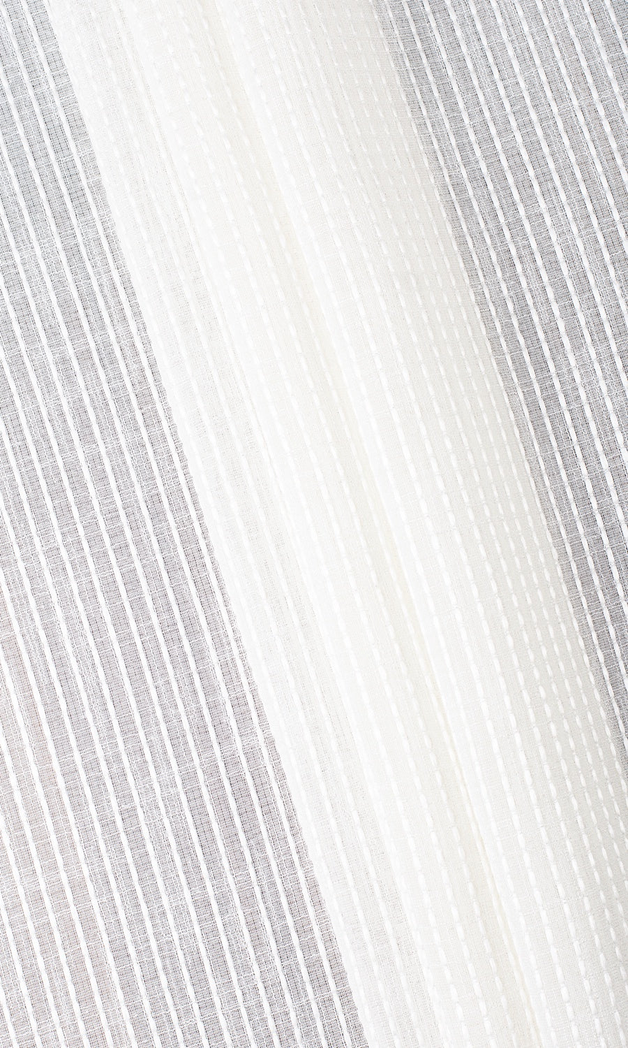 Embroidered Striped Sheer Fabric Material By the Metre (Pearl White)