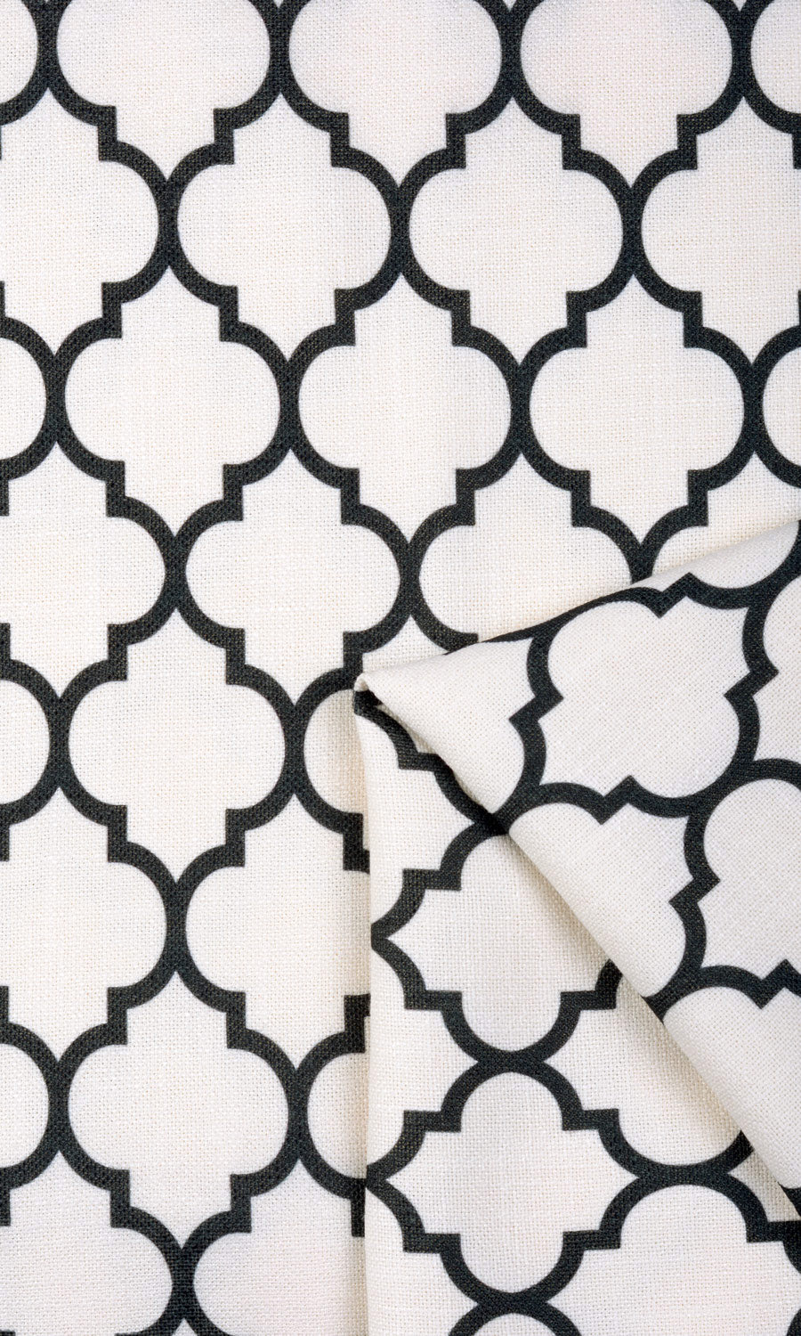 Moroccan Tiled Home Textile Fabric Material Sample (Cream/ Black)