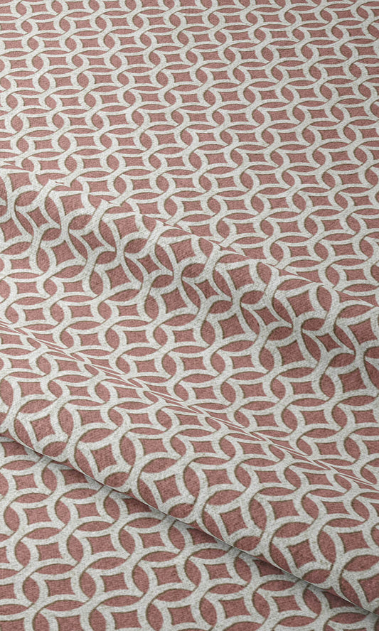 Geometric Print Curtains (Pink/ White)