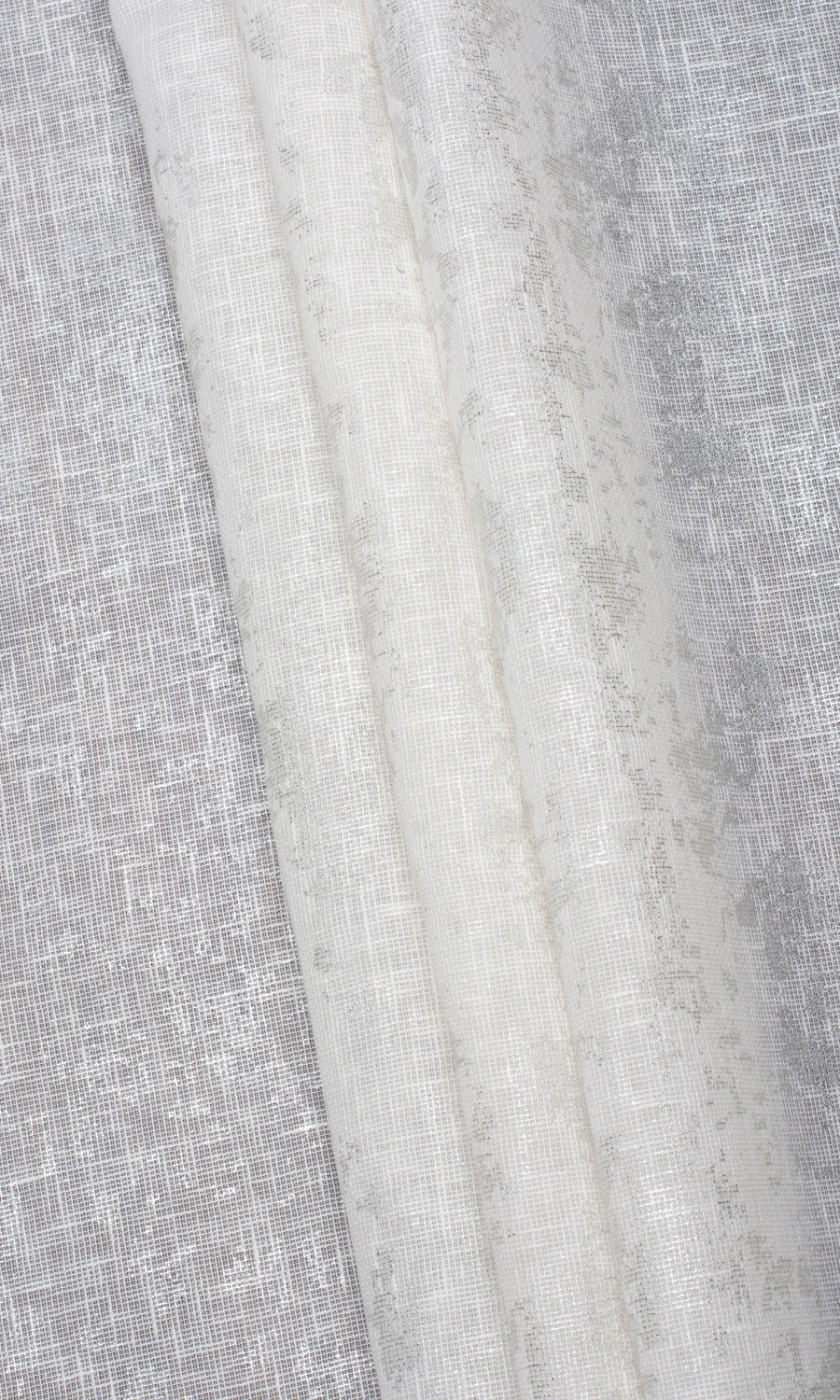 Metallic Accented Home Textile Fabric Material Sample (White/ Silver)