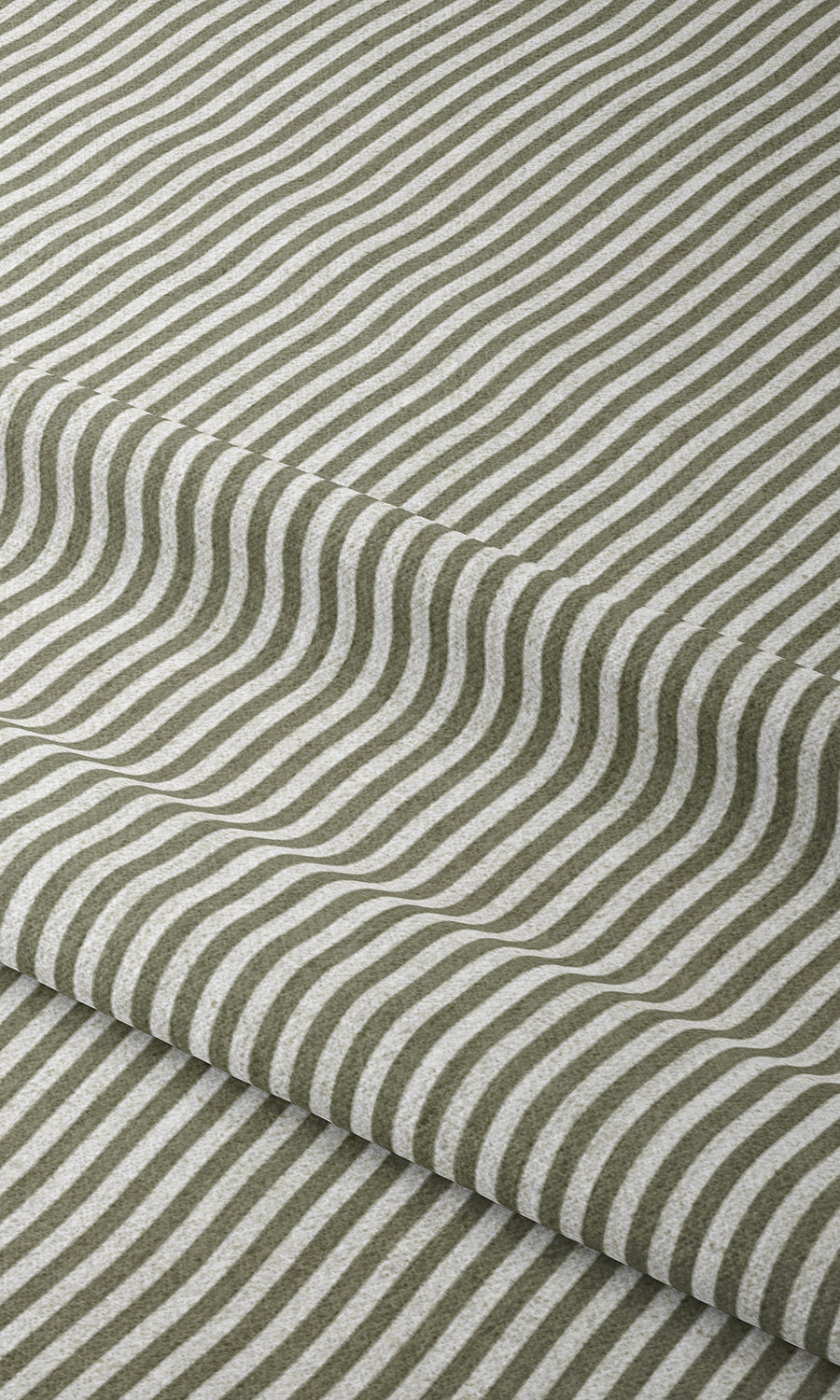 Striped Window Treatments Fabric By the Metre (Olive Green/ White)