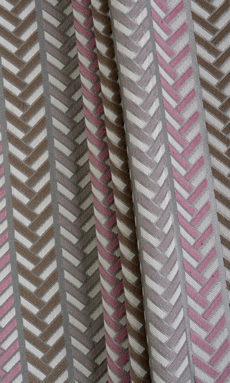 Herringbone Window Treatments Fabric By the Metre (Pink/ Grey/ Brown)