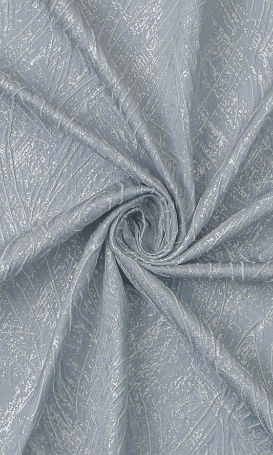 Blue self-patterned cotton blend curtains