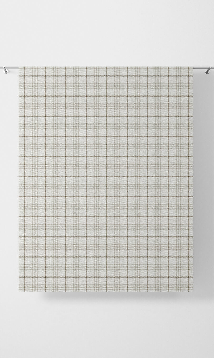 Checkered Free Fabric Material Sample (Linen White/ Pale Brown)