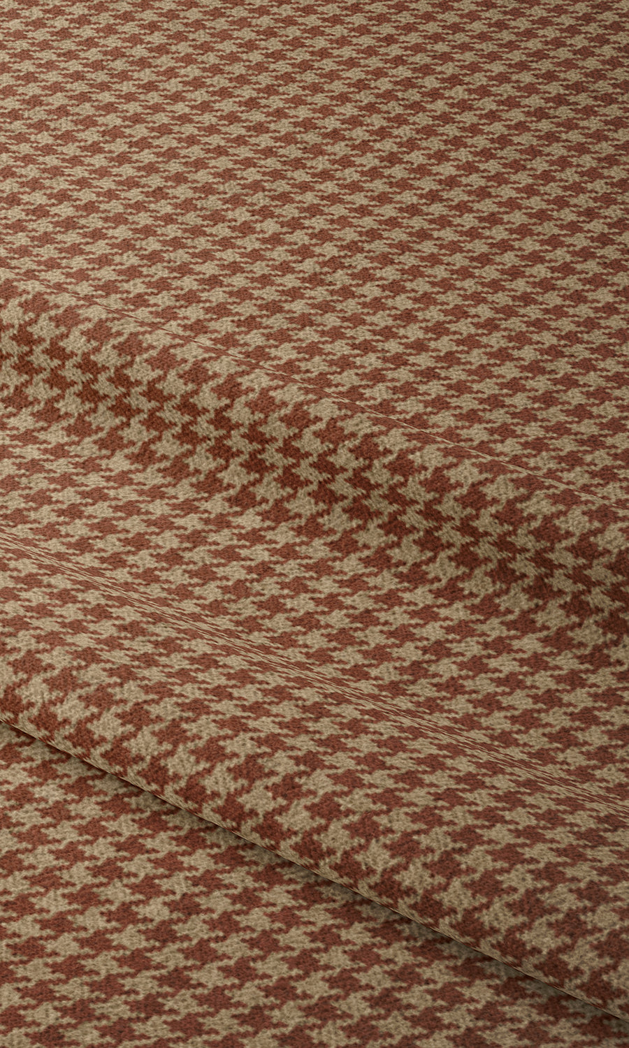 Houndstooth Print Home Textile Fabric Material By the Metre (Red & Beige)