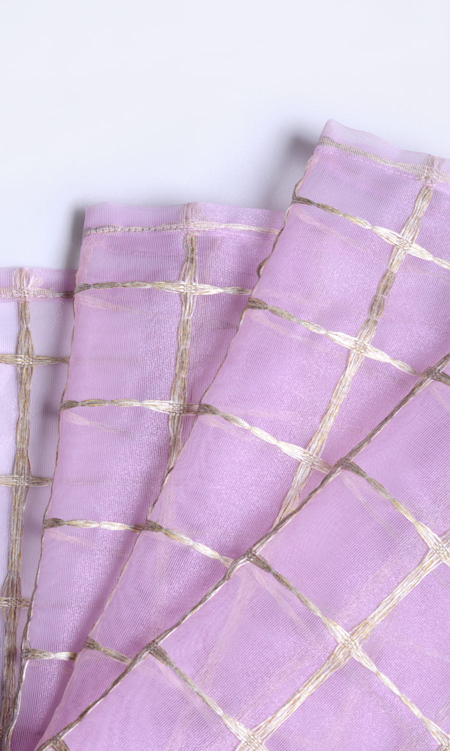 Embroidered Sheer Window Treatments Fabric Sample (Pink/ Gold)