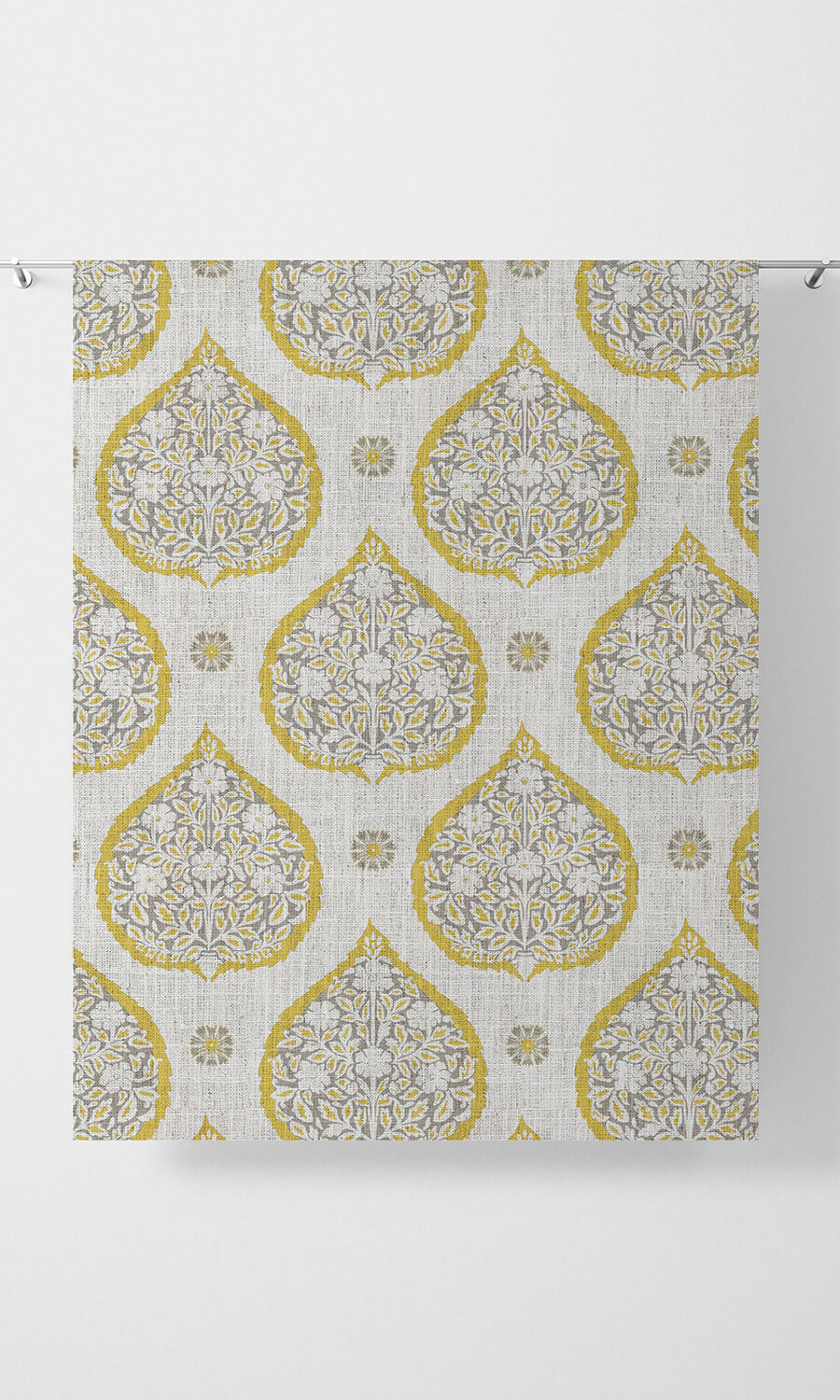 Paisley Home Décor Fabric By the Metre (Yellow/ Gray)