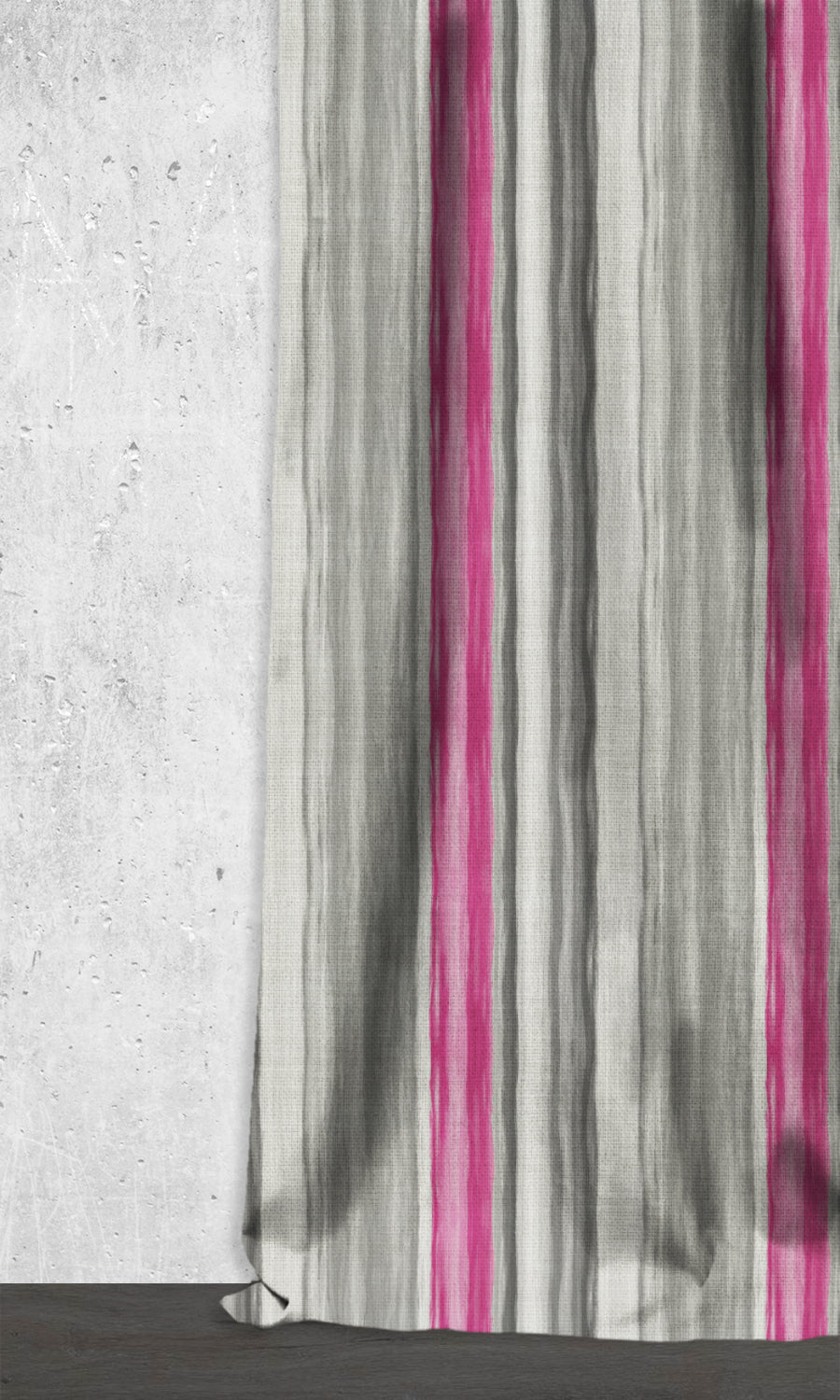 Watercolor Effect Striped Window Treatments Fabric Sample (Grey/ Pink)