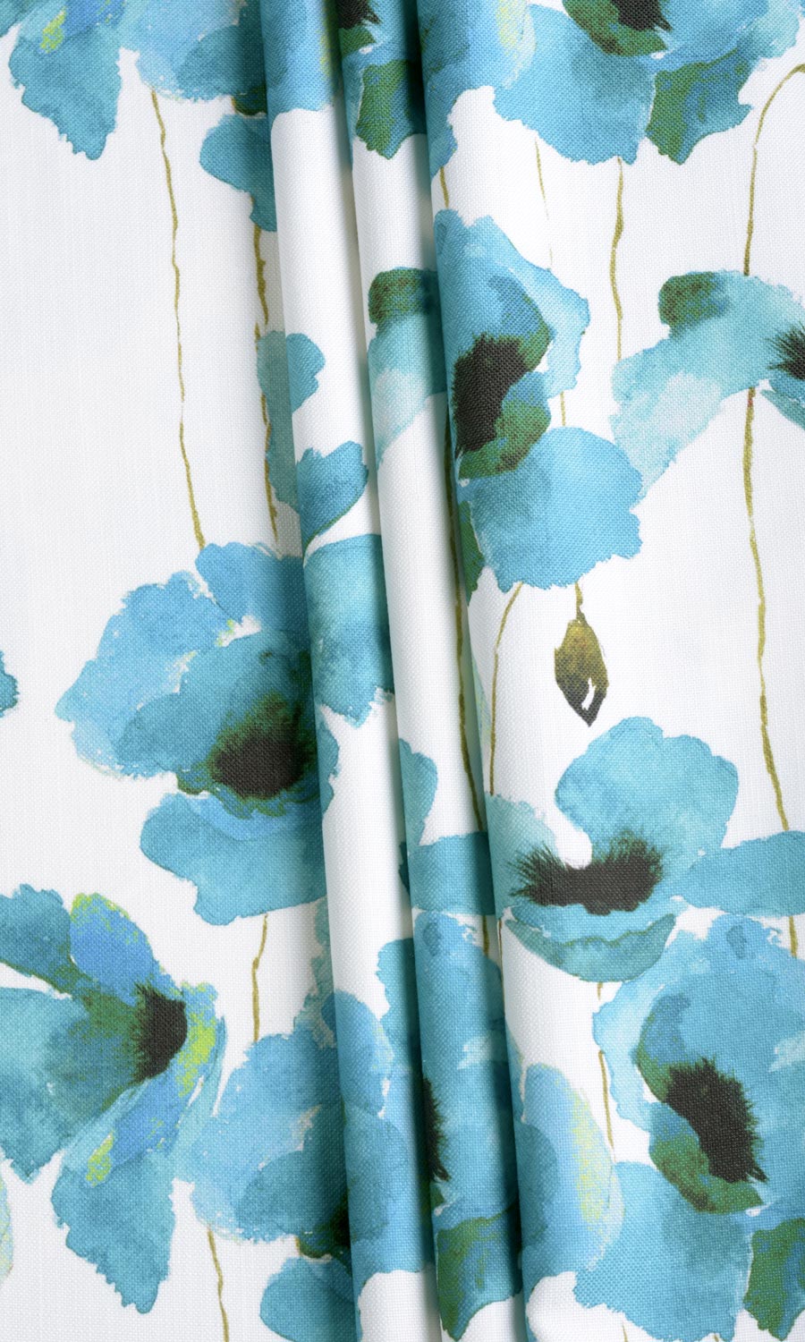 Water Lilies Floral Fabric Material By the Metre (Blue)