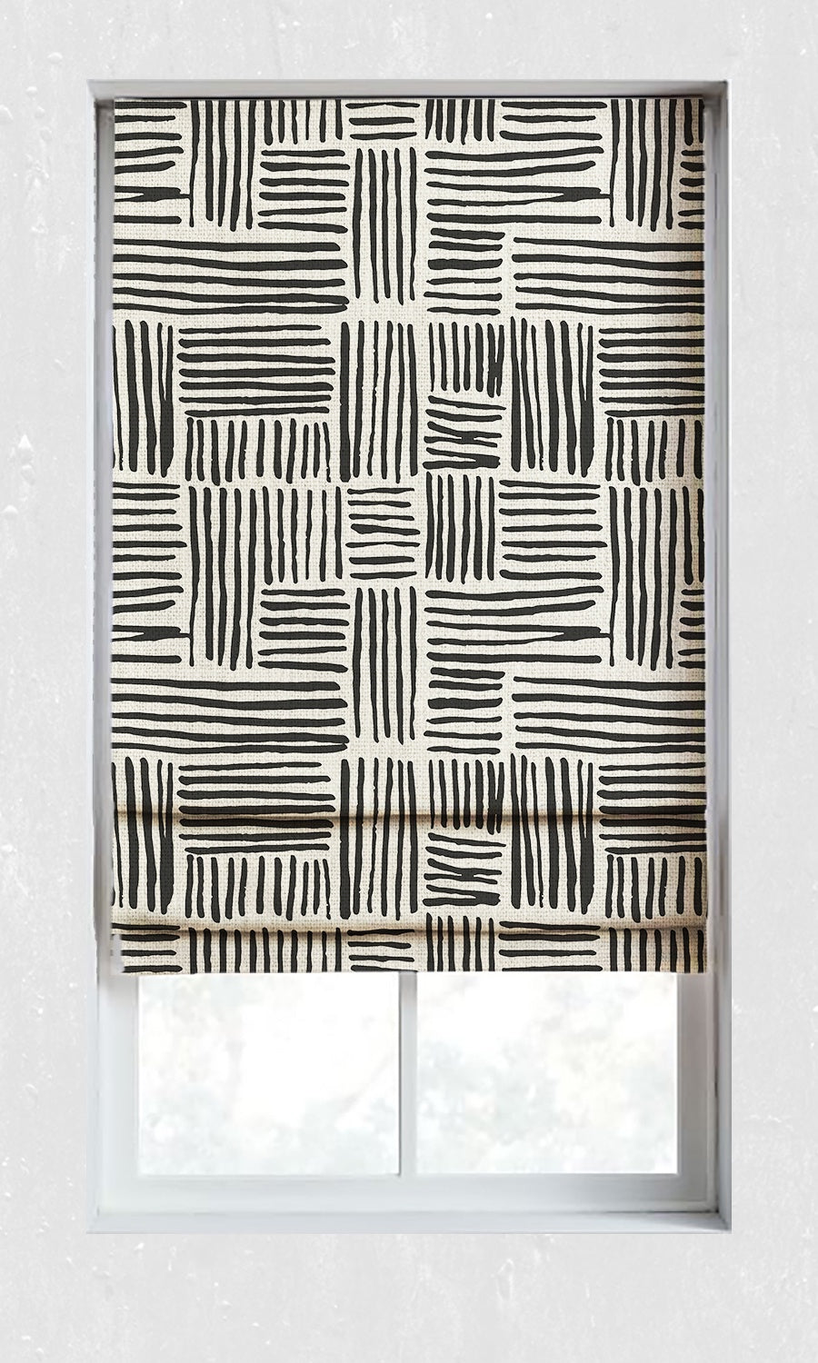 Modern Print Window Treatments Fabric Sample (Black/ Ivory)