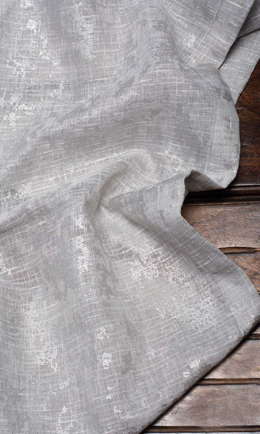 Semi-Sheer Fabric By the Metre for Curtains & Drapes (Gray/ Silver)