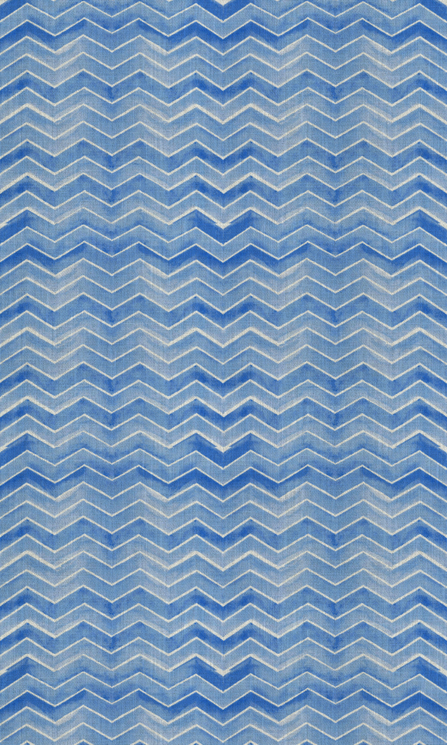 Chevron Print Fabric Material By the Metre (Eggshell White/ Blue)