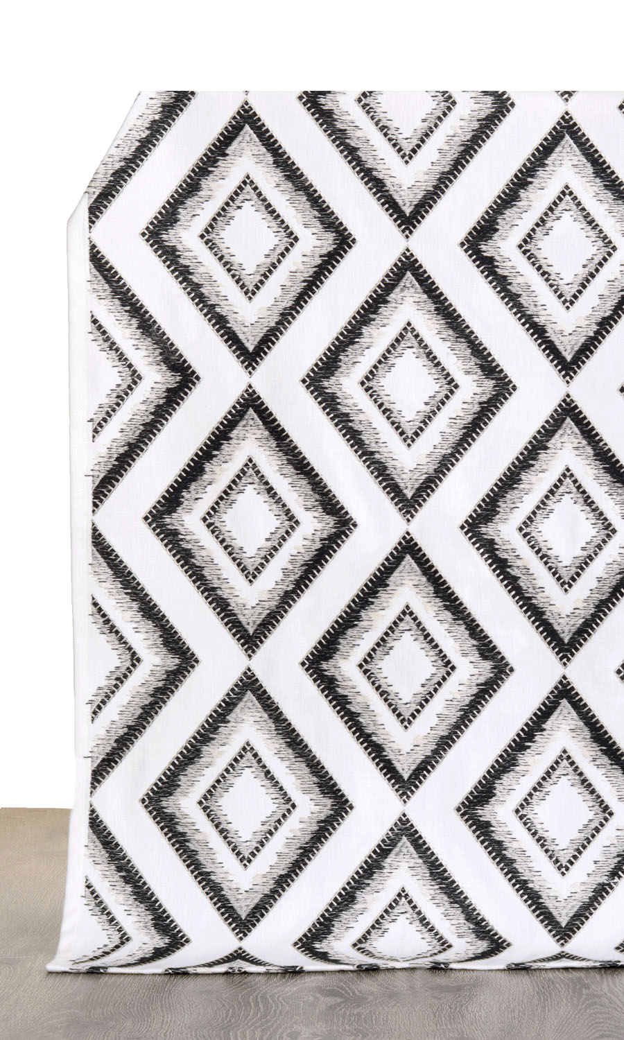 Geometric Patterned Home Décor Fabric Sample (White/ Black)