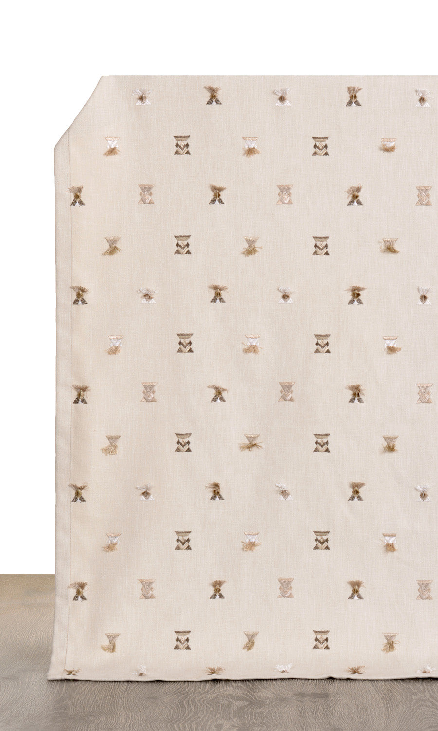 Embroidered Window Treatments Fabric Sample (Beige/ Brown/ White)