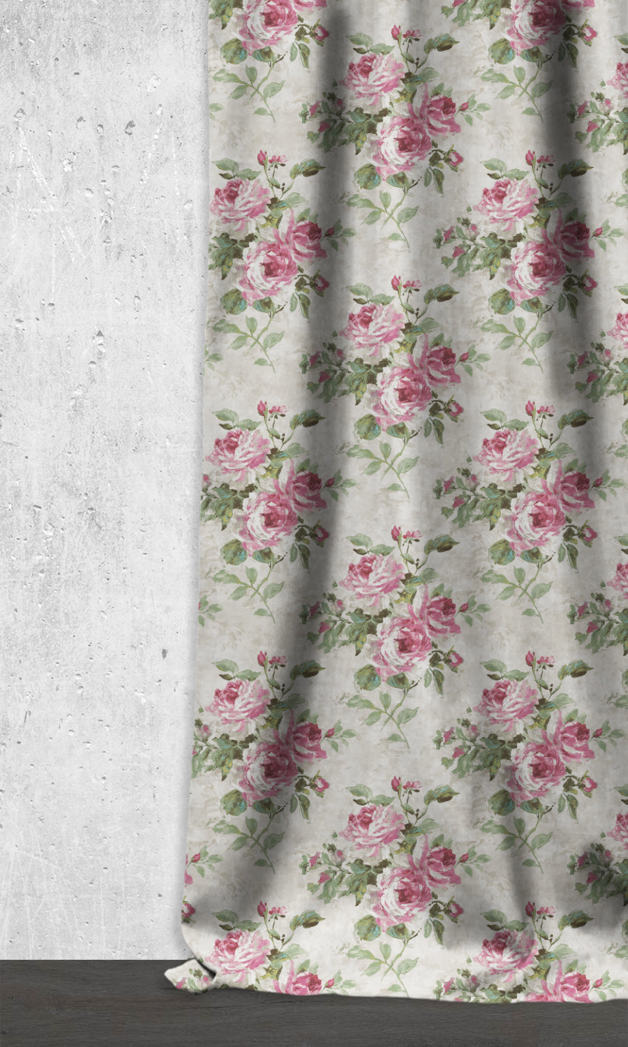 Floral Dimout Home Décor Fabric Sample (Pink/ White/ Green)