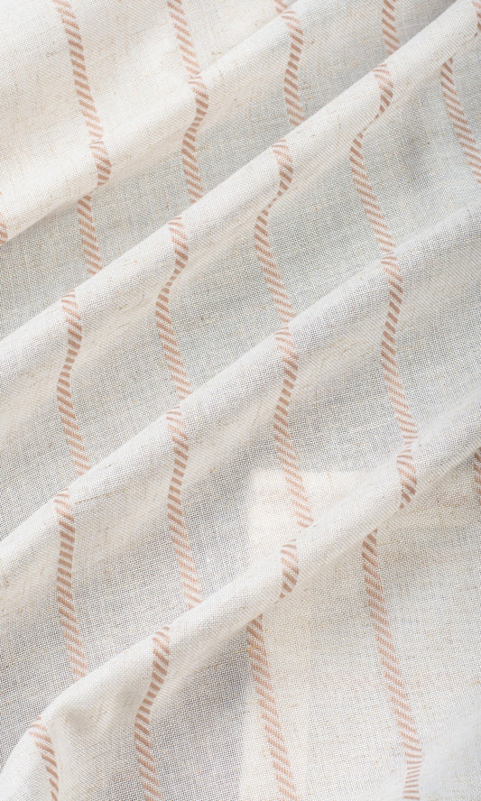 Striped Home Décor Fabric By the Metre (Milky White/ Baby Pink)