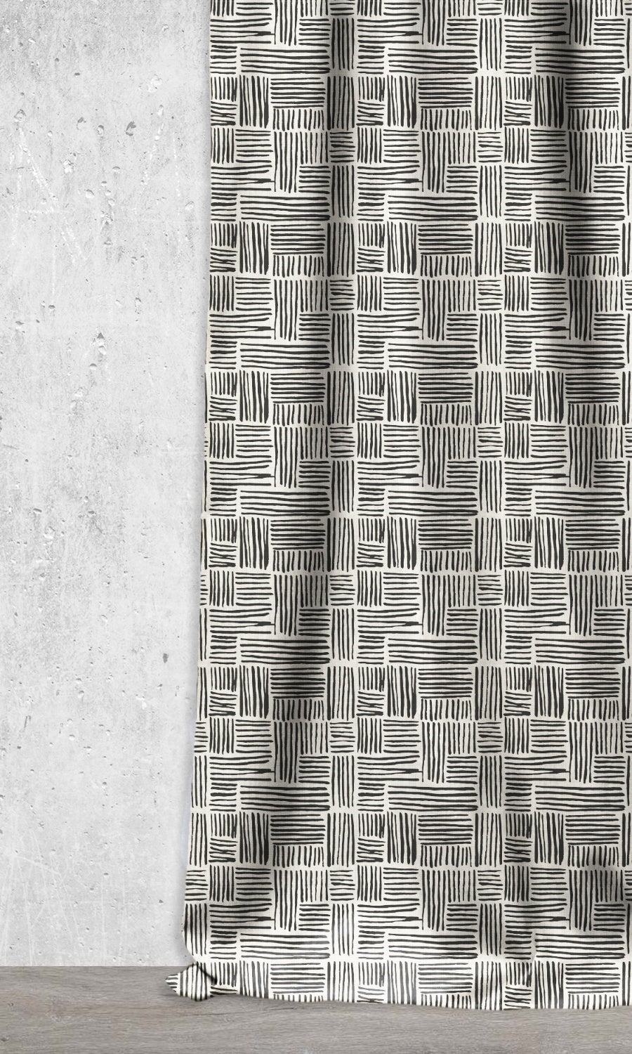 Modern Print Home Décor Fabric Sample (Black/ Ivory)