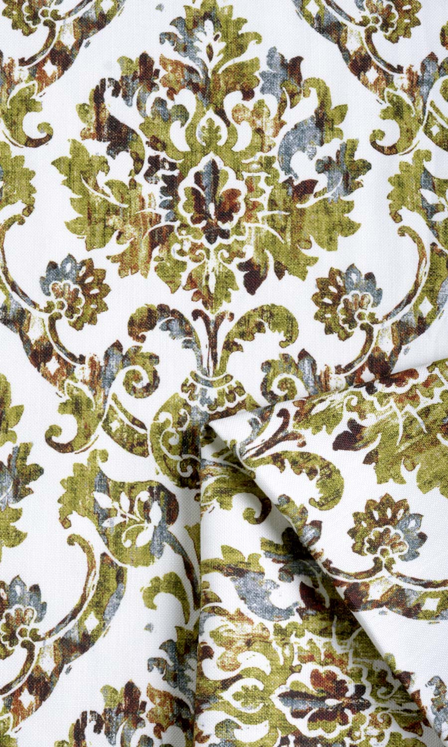Damask Print Home Textile Fabric Material By the Metre (Yellow/ Green/ Brown)