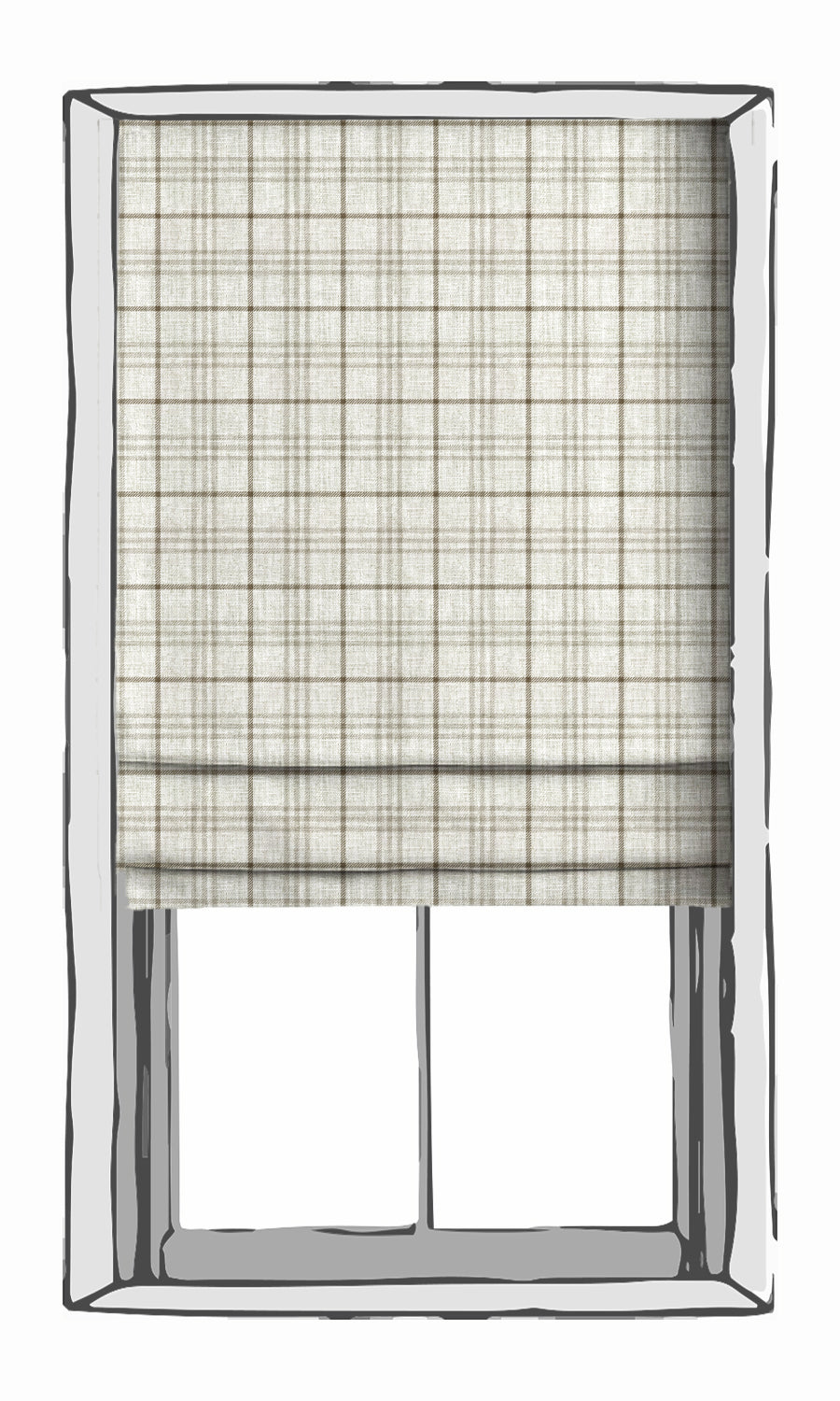 Checkered Window Treatments Fabric Sample (Linen White/ Pale Brown)