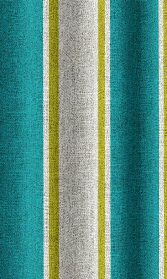 Striped Print Curtains (Pacific Blue)