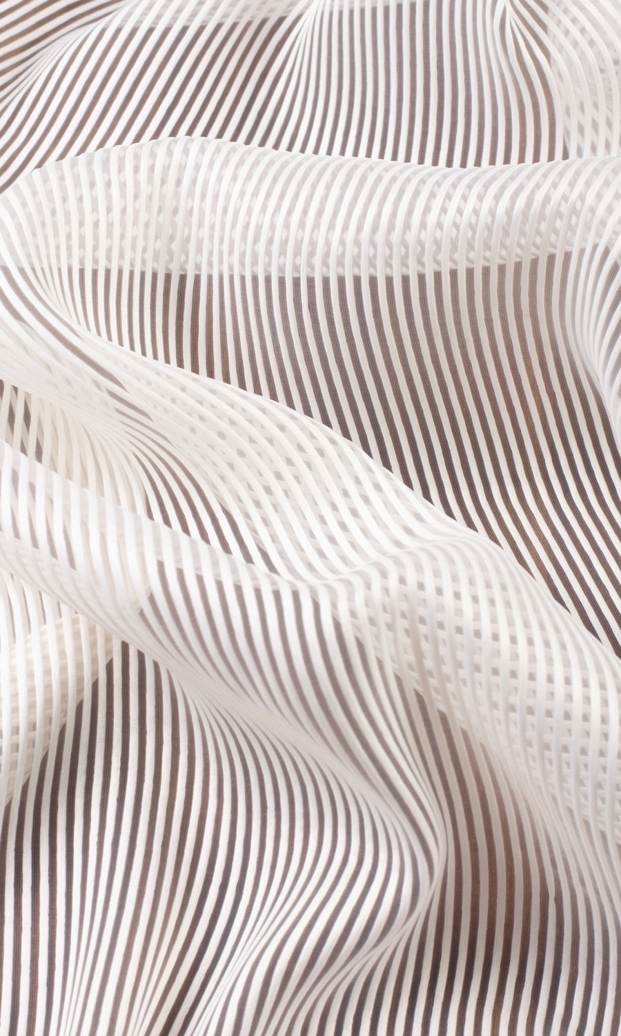 Striped Sheer Free Fabric Material Sample (White)