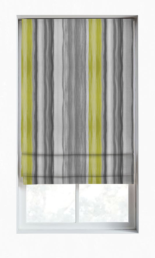 Dimout Striped Drapes (Pear Green/ Grey)